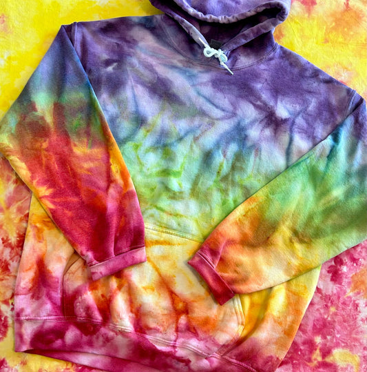 Reverse Rainbow Rush Ice Dye Hoodie